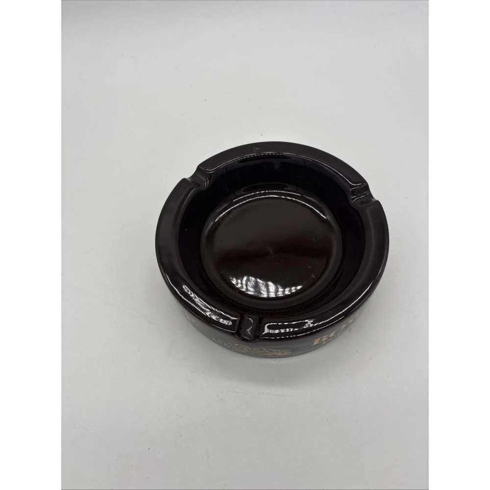 Vintage Brown Ashtray Made In England BowMore Pure Whiskey. 6 Inch Diameter.